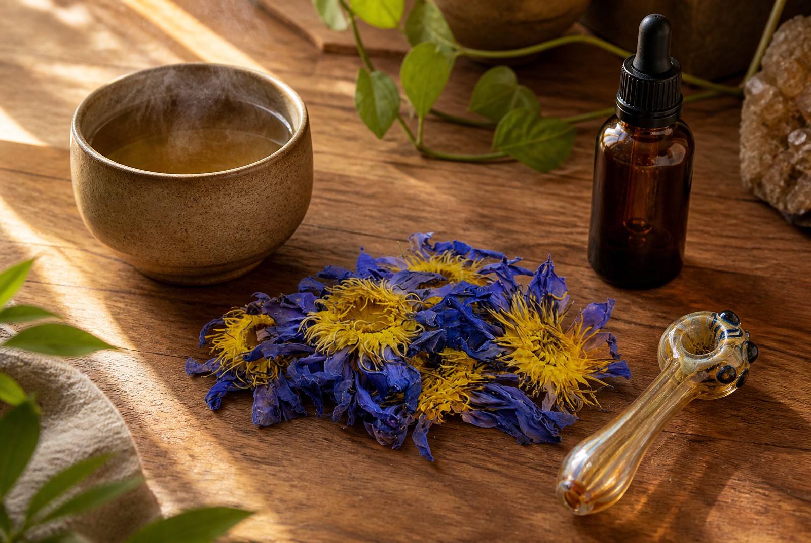 Blauwe lotus roken, thee of tinctuur: welke bereiding geeft welk effect?