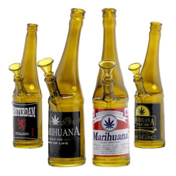 Beer Bottle Glass Bong, 26 cm