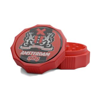 City Grinder Amsterdam 55mm, rode 2-delige grinder met magneetsluiting