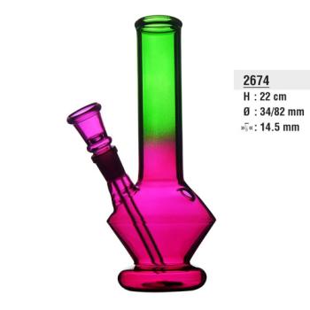 Glazen Beaker Bong Magenta/Groen 22 cm