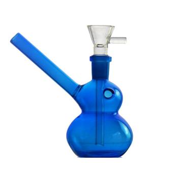 Glazen Bong Double Bubble Blauw 12 cm Heavy