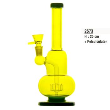 Glazen bong met percolator geel 25 cm