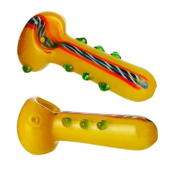 Glazen puurpijp geel/groen, 11 cm
