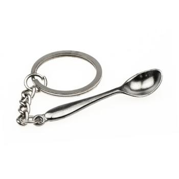 Mini snuiflepeltje sleutelhanger zilver