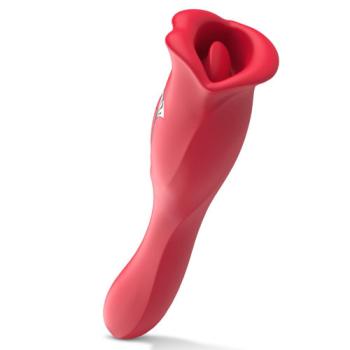 Vibrator met likkende clitoris stimulator - dubbelzijdig 